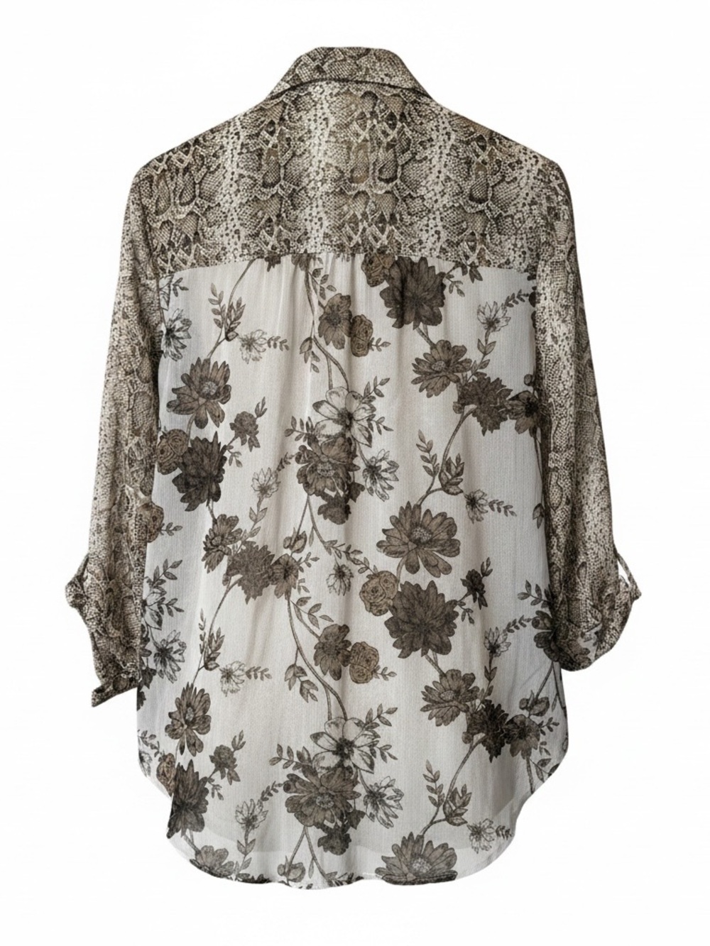 fig and flower Snake-Print Button Down Shirt in Taupe and Beige - Picture 3 of 10